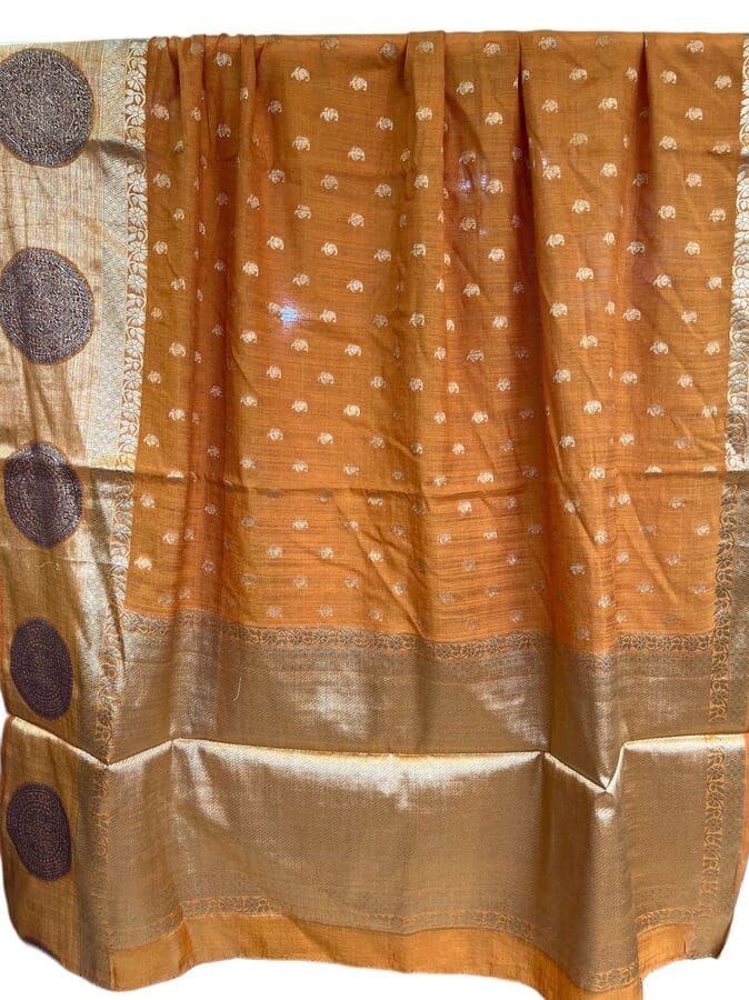 Mustard Yellow Pure Silk Banarasi Saree with Golden Zari