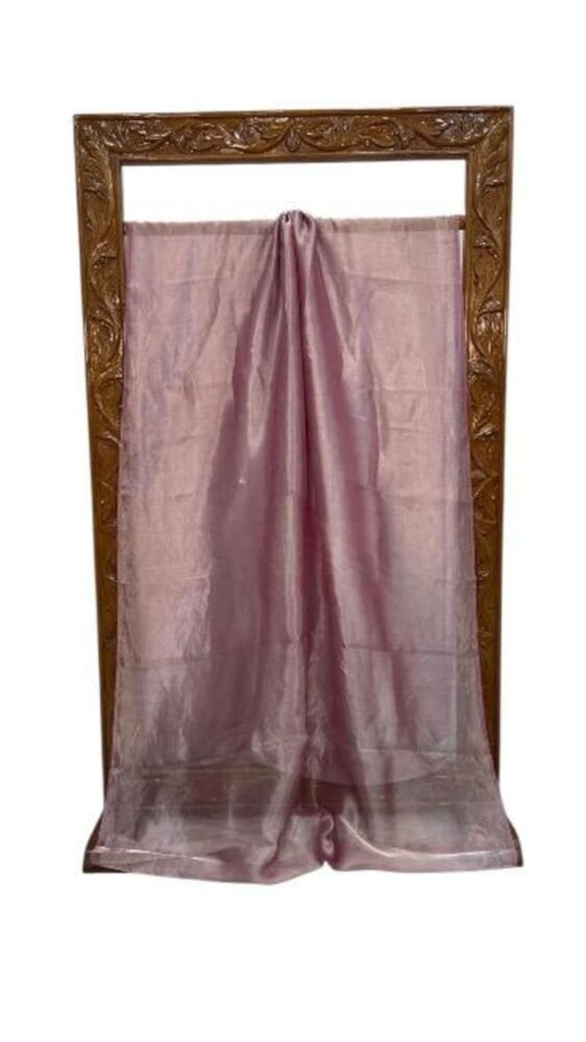 Lilac Banarasi saree, pleated fabric panel with folded pallu and border trim