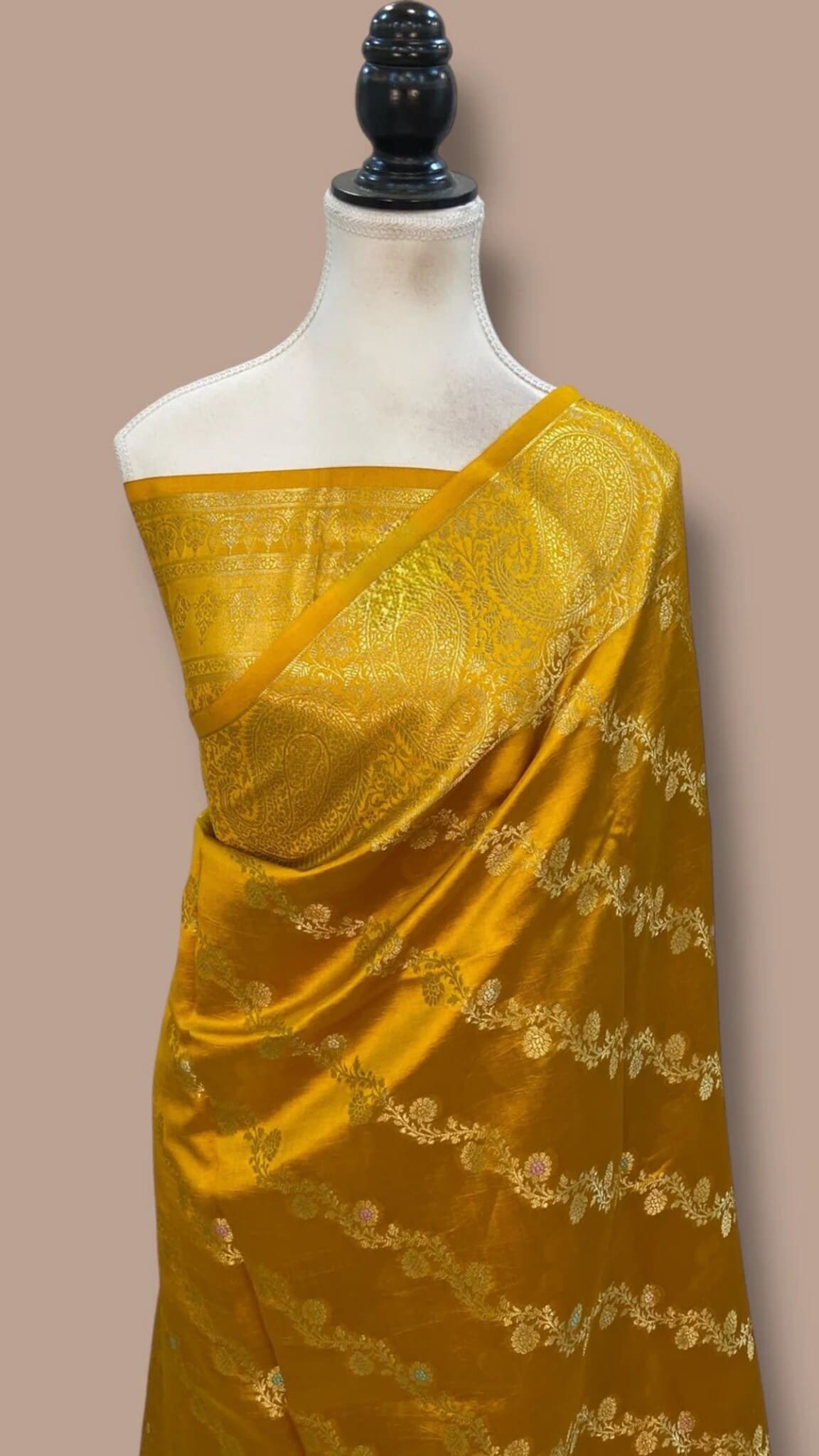 Mustard Pure Mango Silk Handloom Banarasi Saree | Tamanna Saree