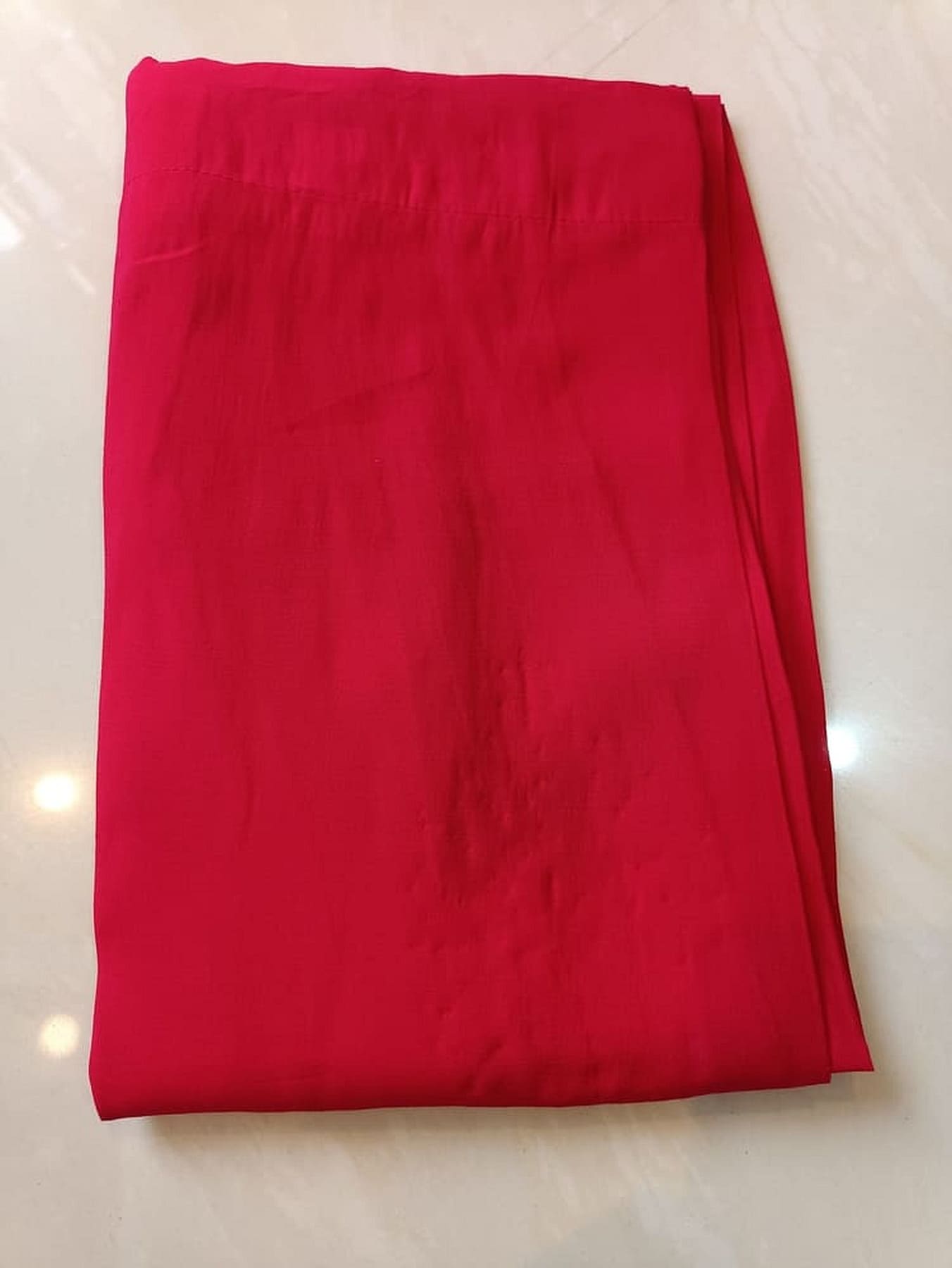 Red silk straight pants, plain with smooth, minimal finish