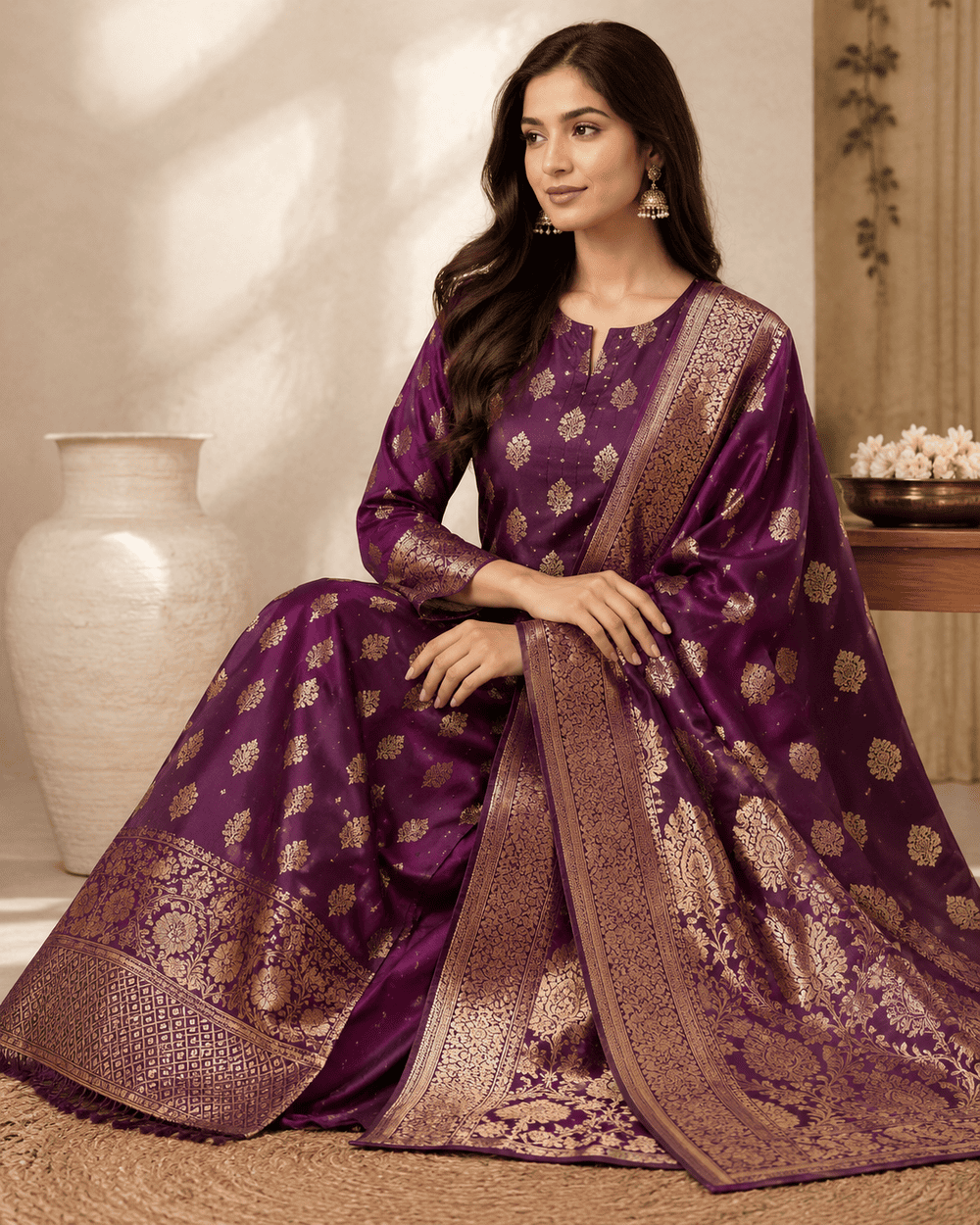 women wear banarasi dress material suit