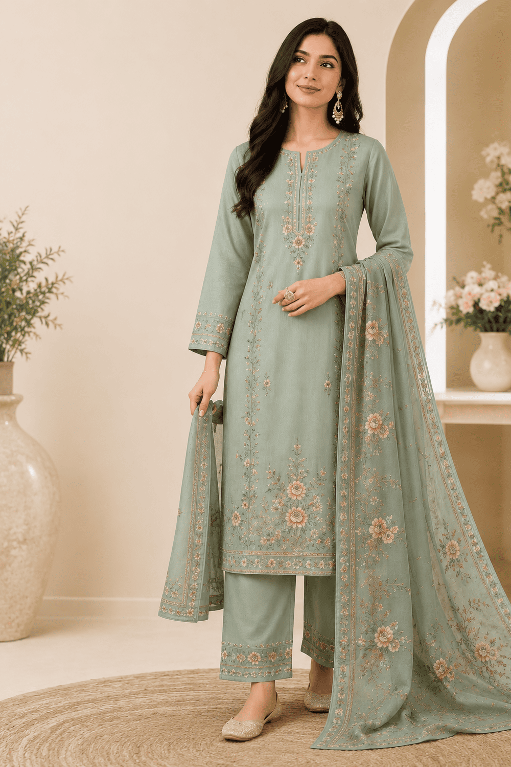 women wear gray salwar suit of tamanna saree