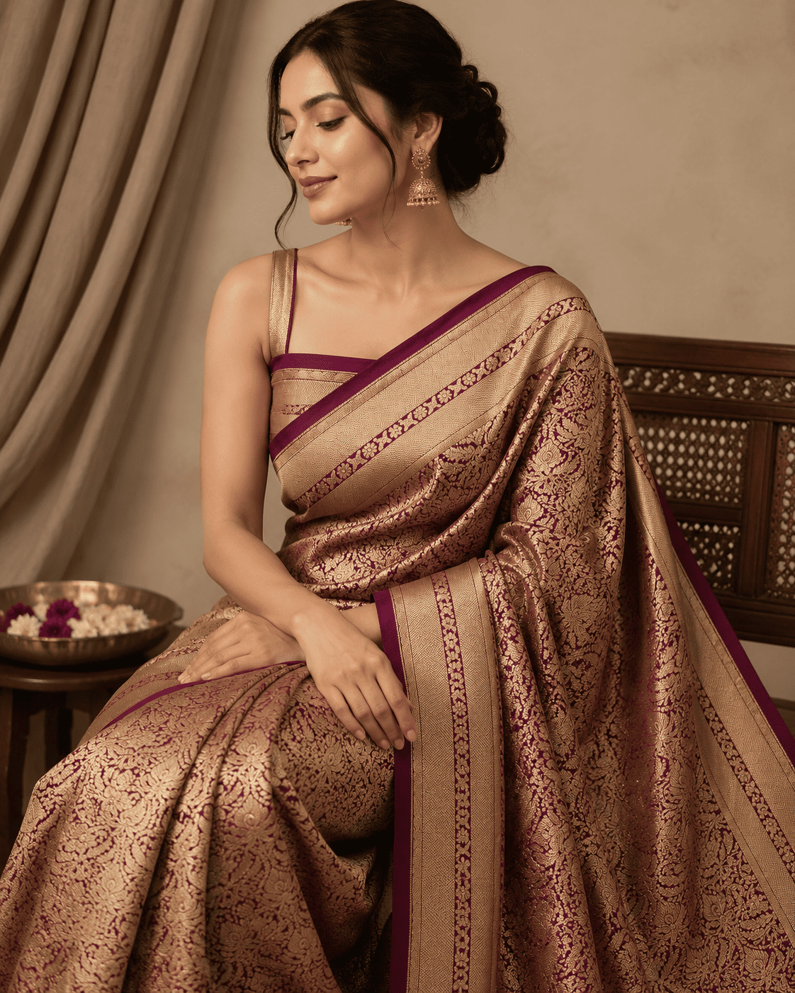 women wear a tanchui brocade banarasi saree