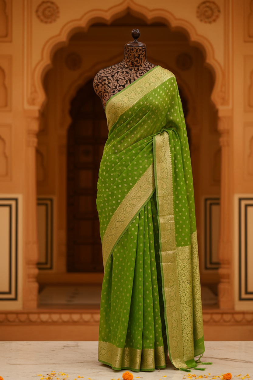 Pure Khaddi Georgette Handloom Banarasi Saree | Tamanna Saree