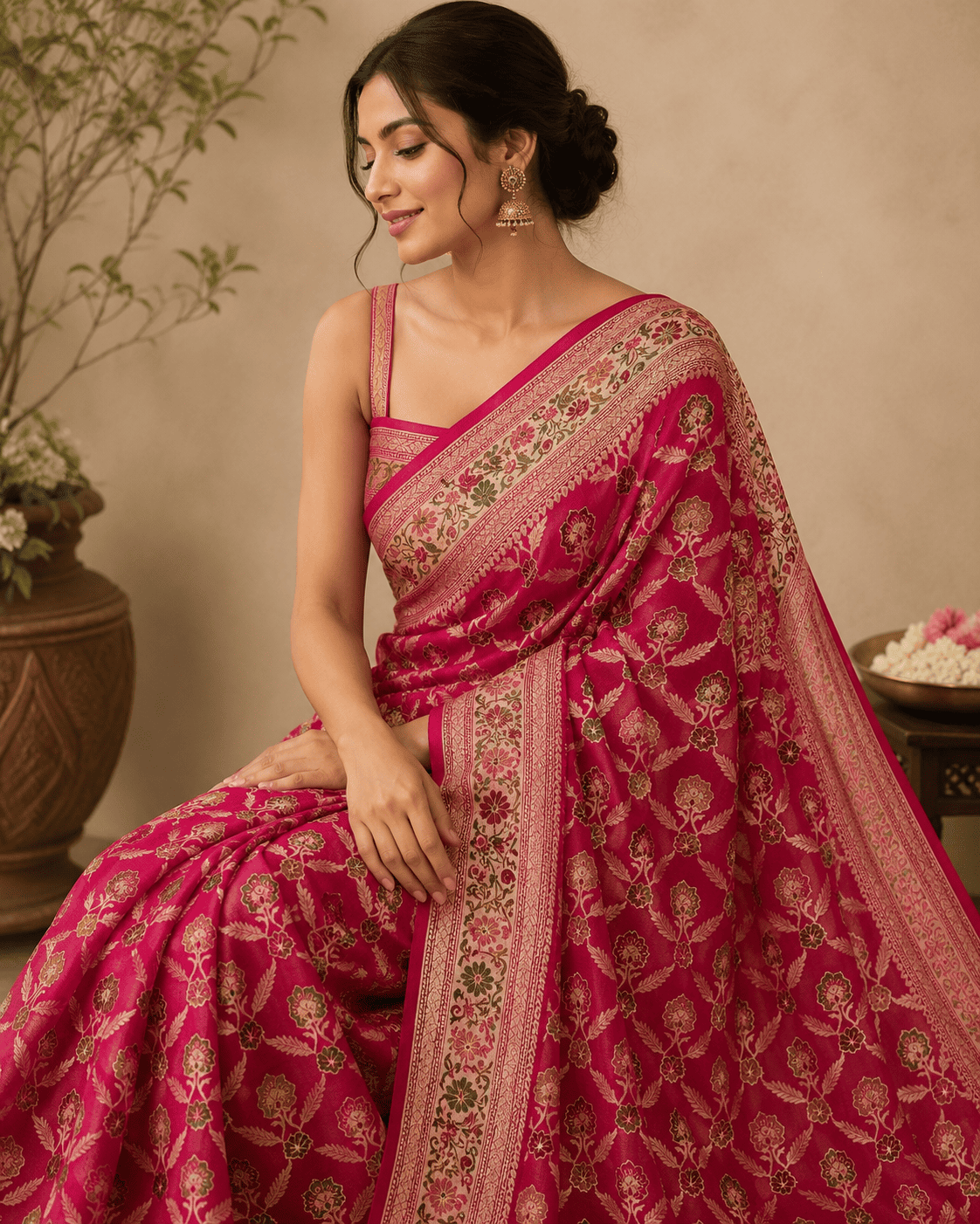 women wear khaddi chiffon banarasi saree