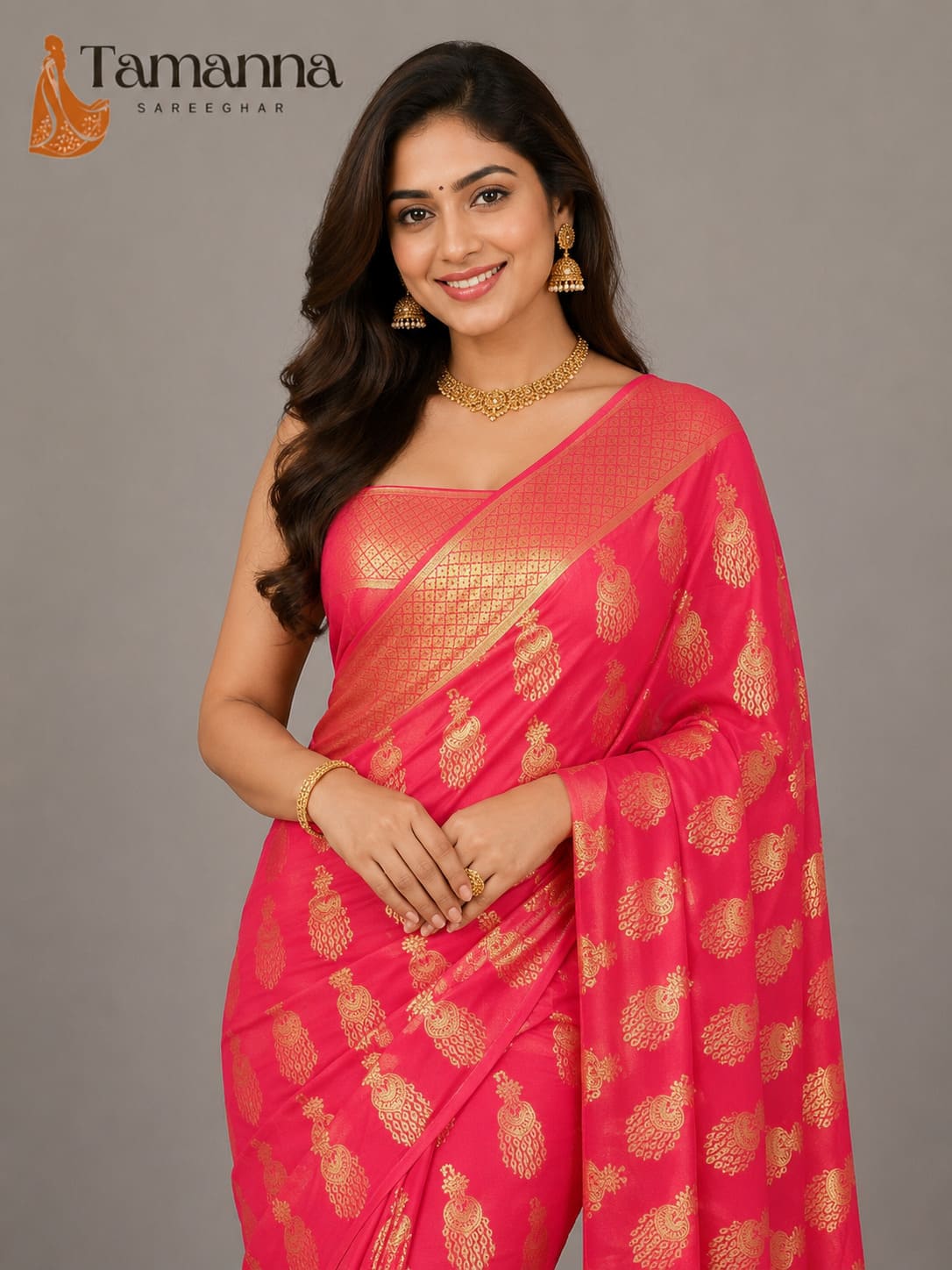 women wear a chiffon saree from tamanna sraee