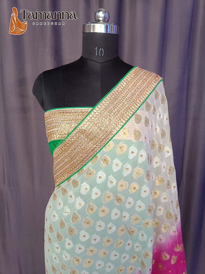 Dual Color Pure Georgette Saree