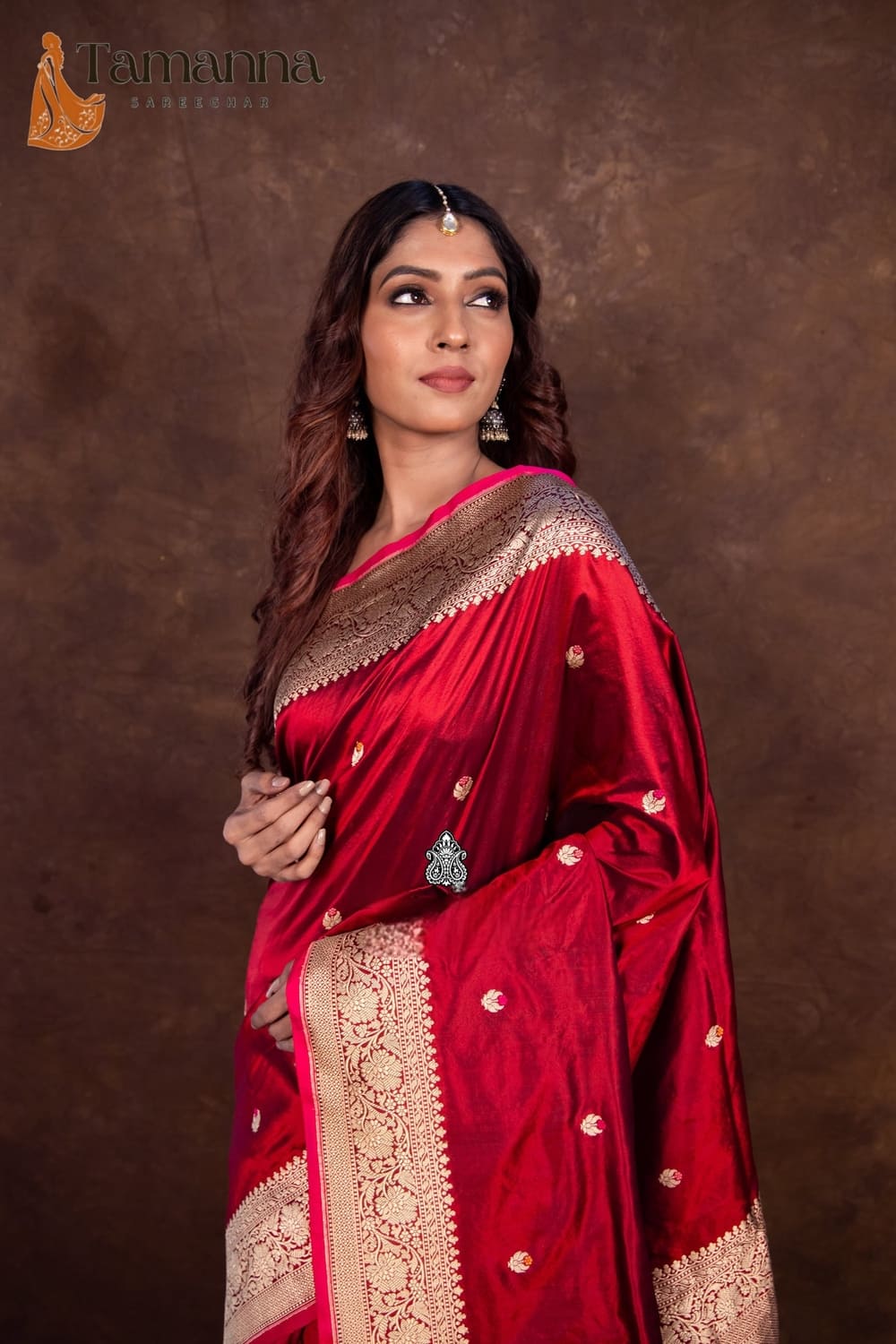 Pure Katan Silk Banarasi Handloom Saree- All over Kadua motifs with Meenakari