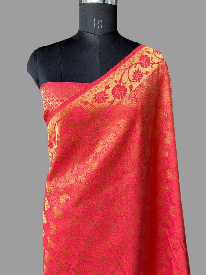 Hot Pink Pure Silk Banarasi Saree with Golden Zari