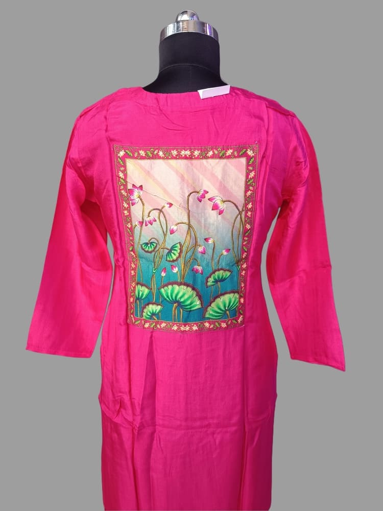 Hot Pink Pure Dola Silk Suit Set with Pure Gaji Silk Dupatta