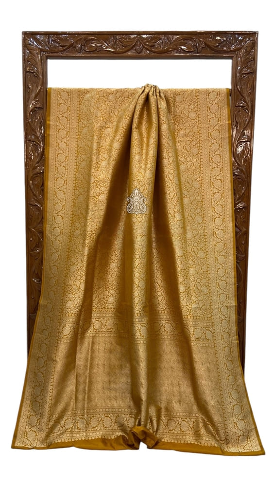Dijon Yellow Pure Katan Silk Banarasi Handloom Saree- Tanchui Brocade