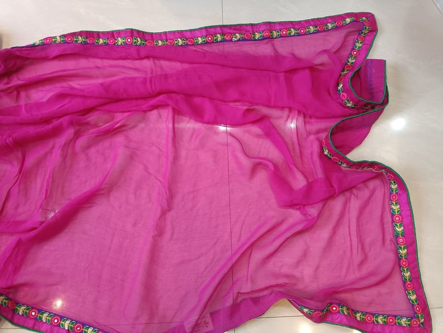 Pink Pure Georgette Saree