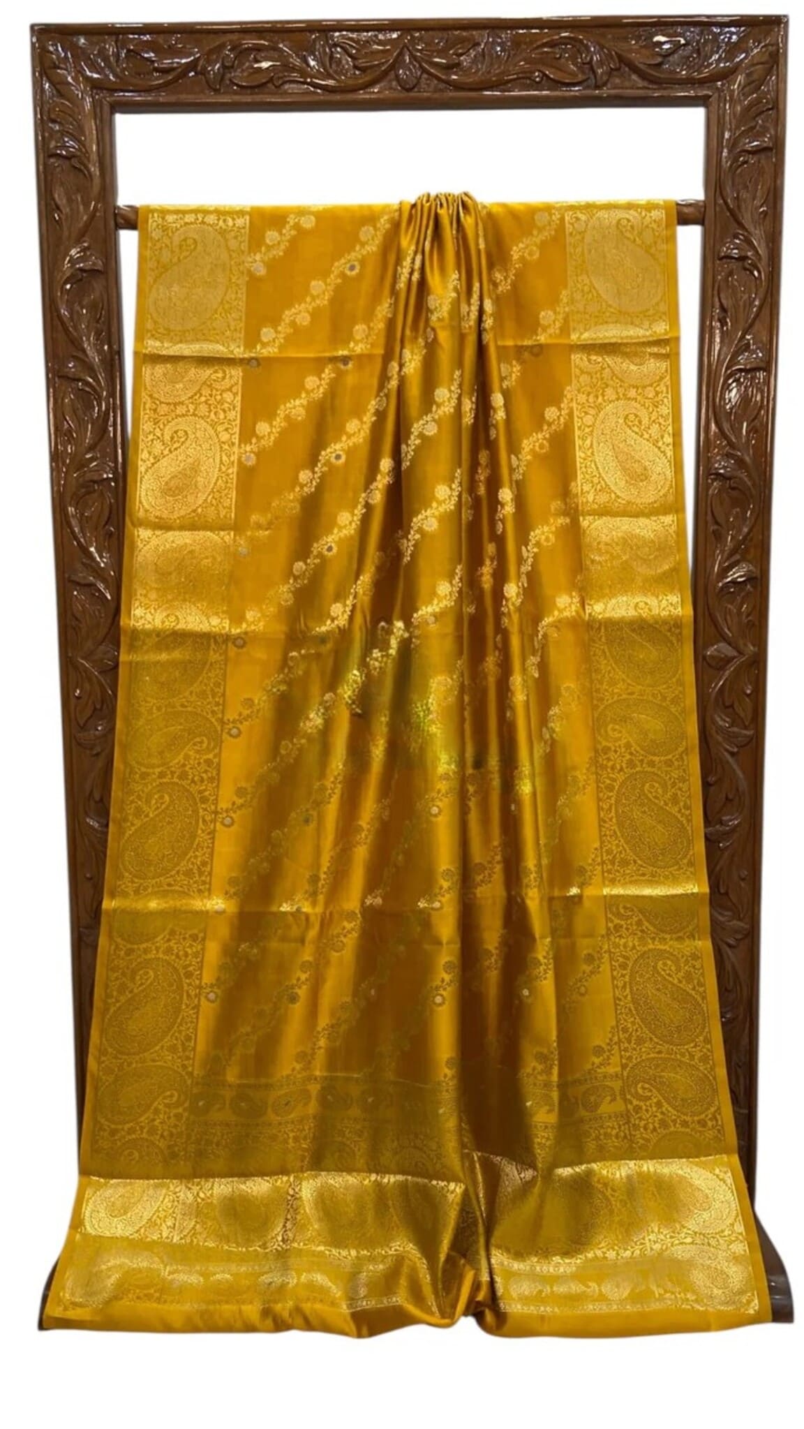 Mustard Pure Mango Silk Handloom Banarasi Saree | Tamanna Saree