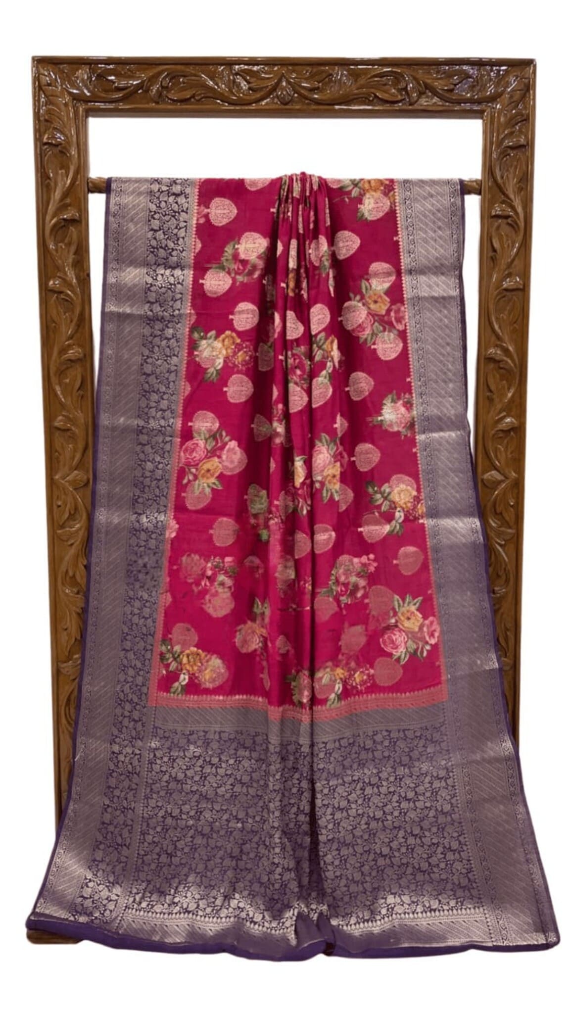 Strawberry Chiniya Silk Handloom Banarasi Saree | Tamanna Saree